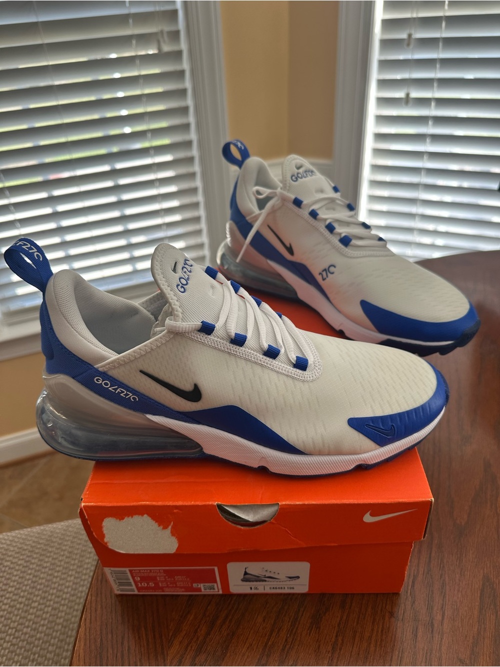 New Nike Air Max Golf shoes - White/Royal Blue (Men’s or Women’s)